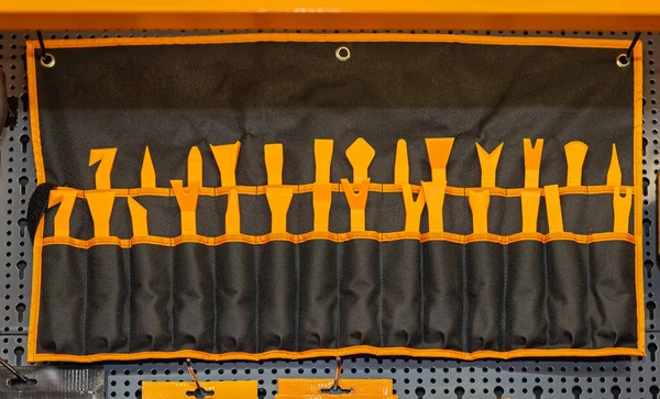 Sada Pomerančových Nylonových Nástrojů Pro Odstraňování Plastových Spojů Těsnění Součástí — Stock fotografie