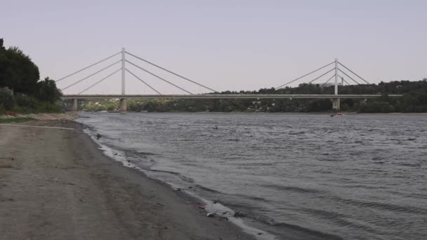 Freedom Liberty Bridge Danube River Novi Sad Summer Day — Stock Video