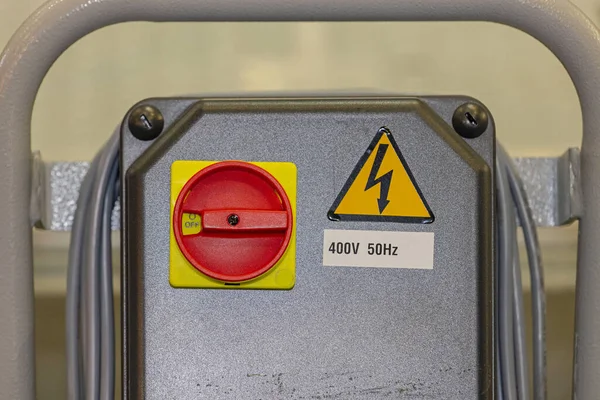 Ασφάλεια Διακόπτης Power Για Συσκευή Υψηλής Τάσης Προσοχή Προειδοποίηση — Φωτογραφία Αρχείου