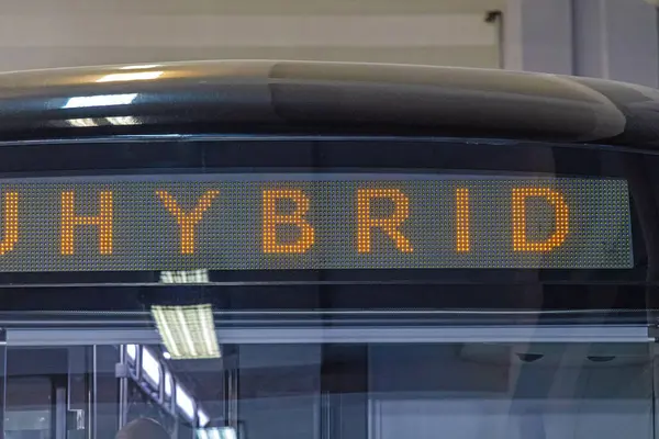 Led Sign Hybrid Power Bus Public Transport — Stock Photo, Image
