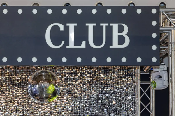 Mirror Ball Sign Club Banner Disco Night Entertainment — стоковое фото