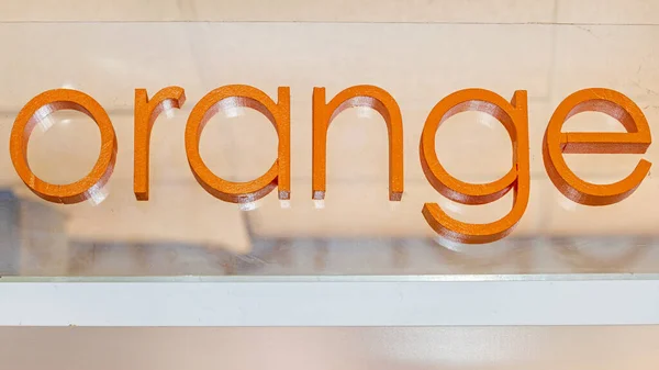 Segno Arancio Colore Agrumi Succo Frutta Bar — Foto Stock
