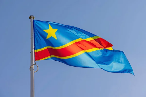 Democratic Republic of Congo Flag Sunny Day Blue Sky