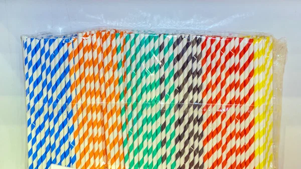 Colourful Drinking Straws Made Paper Environment Friendly — Stock Photo, Image