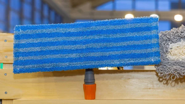 Novo Dispositivo Limpeza Cabeça Almofada Esfregão Profissional Azul Microfiber — Fotografia de Stock