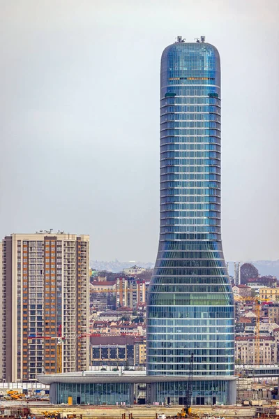 Belgrado Servië April 2023 Moderne Nieuwe Wolkenkrabber Blue Glass Building — Stockfoto