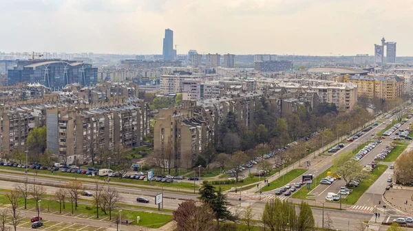Belgrado Serbia Aprile 2023 Nuova Belgrado Cityscape Panorama Alla Domenica — Foto Stock