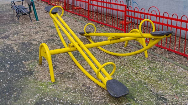Yellow Teeter Totter Seesaw Teeterboard Kids Playground — Stock Photo, Image