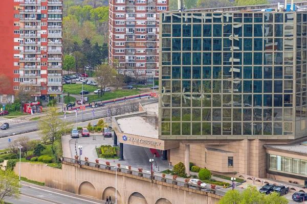 Белград Сербия Апреля 2023 Года Вид Воздуха Пятизвездочный Отель Hyatt — стоковое фото