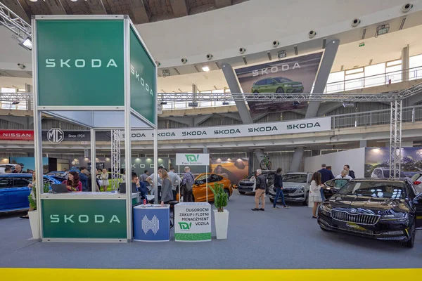 Belgrad Serbien Mars 2023 Tjeckiska Skoda Car Expo Stand International — Stockfoto