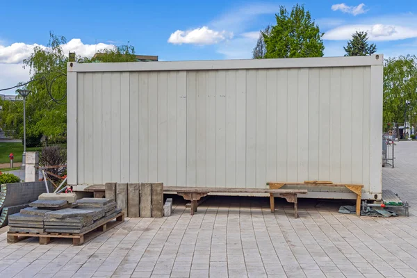One Cargo Container Temporary Office Construction Site — Stock fotografie