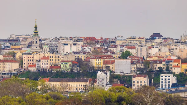 Belgrádi Belvárosi Tavaszi Városkép Légi Kilátása — Stock Fotó