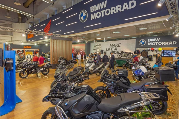 stock image Belgrade, Serbia - March 22, 2023: German Motorcycles Bmw Motorrad Stand Make Life a Ride at International Moto Passion Expo Show Event.