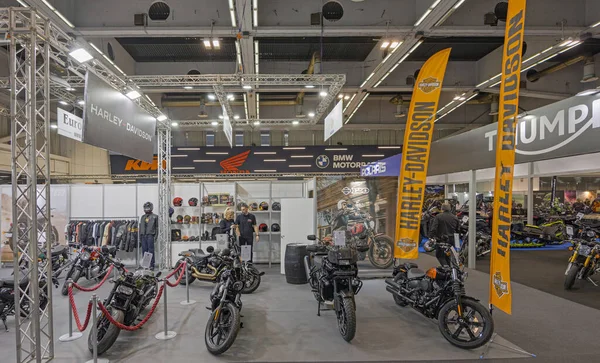 Belgrado Sérvia Março 2023 American Motorcycles Manufacturer Harley Davidson Stand — Fotografia de Stock