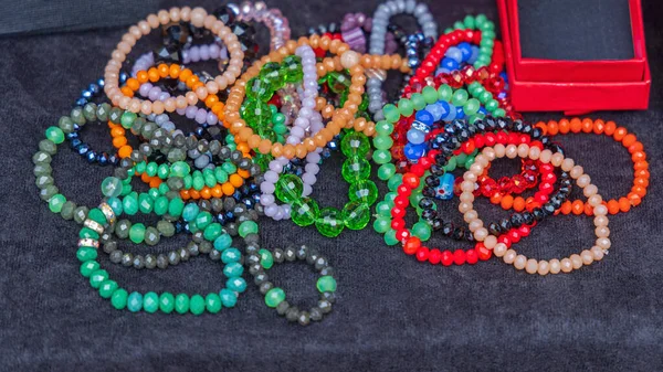 Big Bunch Colourful Bijoux Jewellery Bracelets — Stock Photo, Image