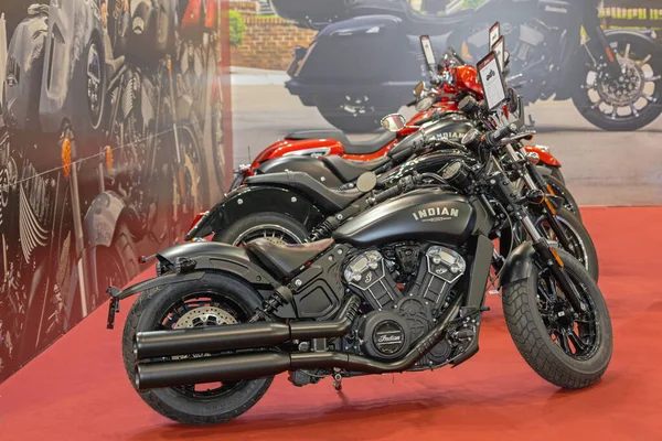 Stock image Belgrade, Serbia - March 22, 2023: Traditional American Motorcycles Manufacturer Indian Stand at Moto Passion International Fair Event.