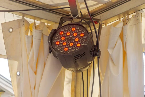 Červené Lampy Rgb Led Reflektor Event Stanu — Stock fotografie