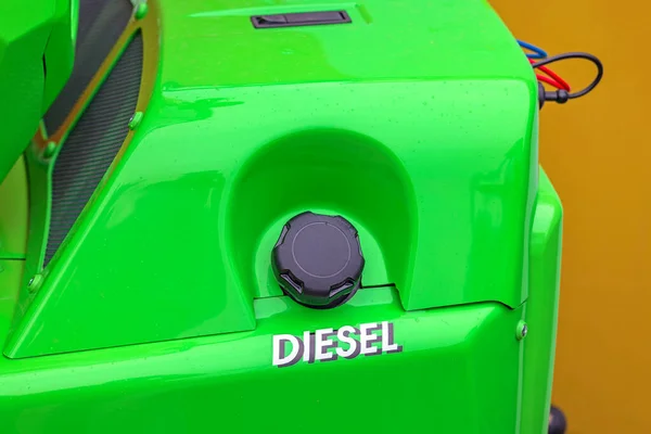 Vehículo Máquina Construcción Verde Tanque Combustible Diesel — Foto de Stock