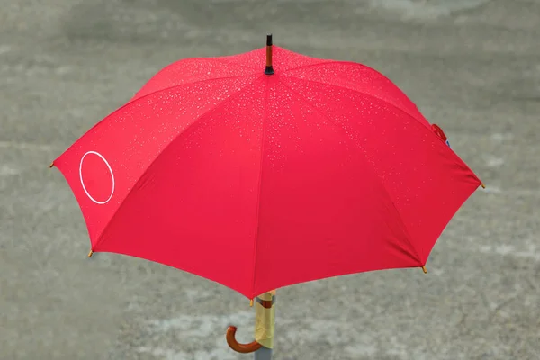 Vivid Red Umbrella Open Rainy Day — Stock Photo, Image
