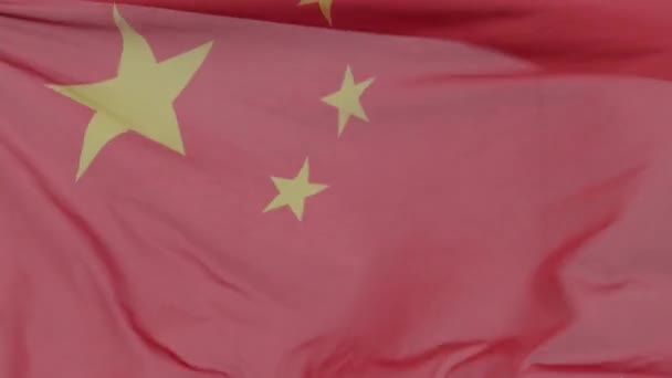 Närbild Skott Nationell Flagga Kina Vid Stark Vind — Stockvideo