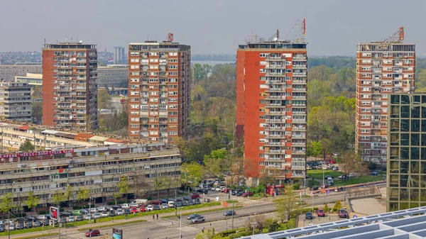 Белград Сербия Апреля 2023 Года Жилые Высотные Здания Блоке Двадцать — стоковое фото