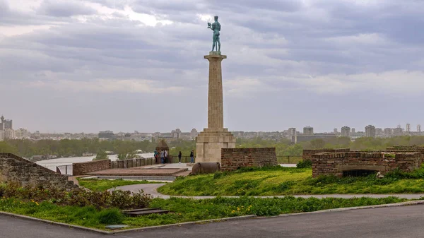 Belgrado Serbia Aprile 2022 Victor Monument Landmark Kalemegdan Park Fortress — Foto Stock