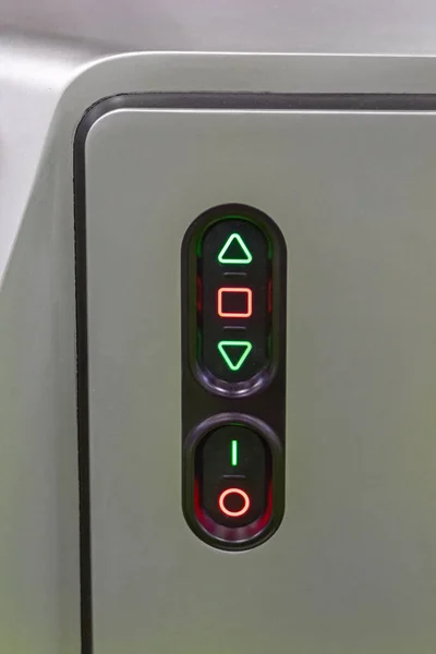 Makine Kontrol Düğmeleri Gücü Yukarı Aşağı Durma Donanımı — Stok fotoğraf
