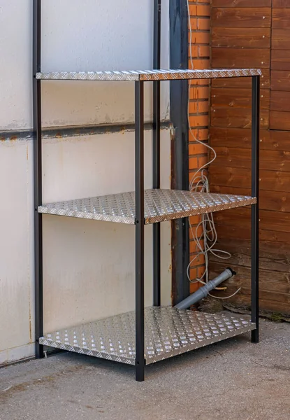 Empty Metal Shelf Rack Heavy Duty Storage Solution — Stock Photo, Image
