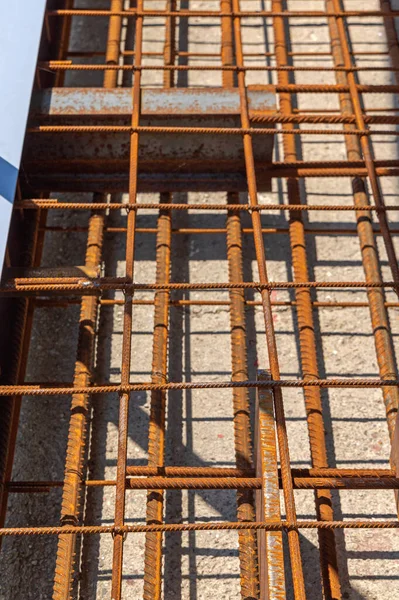 Vergalhão Reforçado Grade Piso Concreto Edifício Estrutura Canteiro Obras — Fotografia de Stock