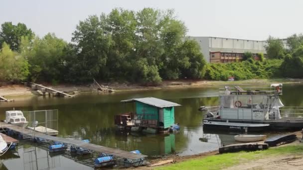 Oude Scheepswerf Bij Donau Van Dunavac Novi Sad Summer Day — Stockvideo