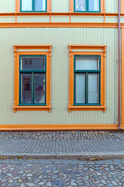 Yellow Frame Window at Wooden House Fredrikstad Norway