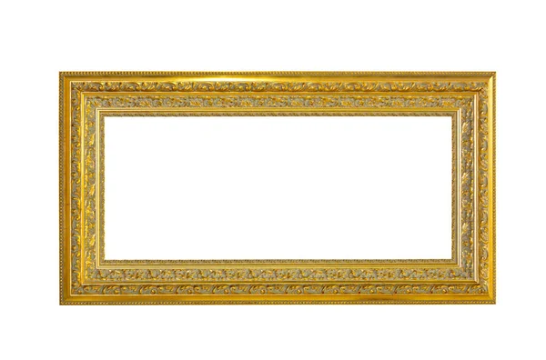 Panorama Longo Vazio Gold Picture Frame Espaço Cópia — Fotografia de Stock
