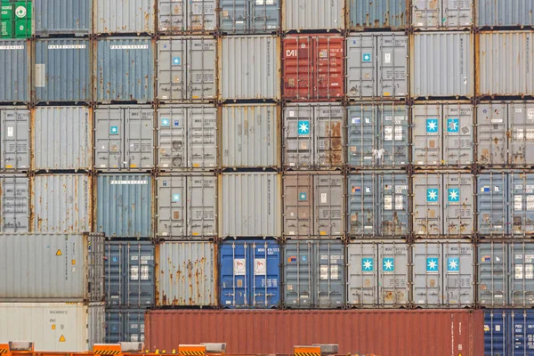 Koper Slovenia January 2017 Stacked Shipping Containers Cargo Port — Stock Photo, Image