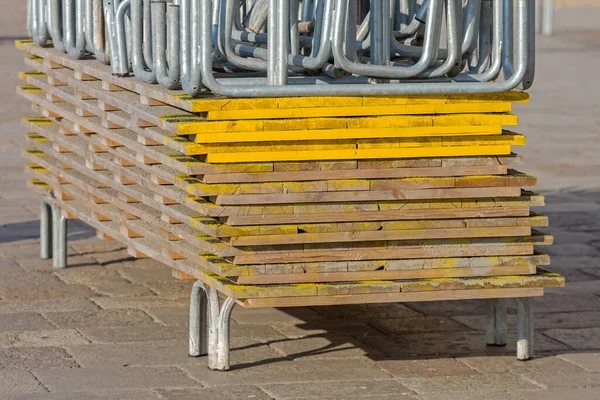 Stack Raised Walkway Plataformas Prontas Para Inundações Veneza Itália — Fotografia de Stock