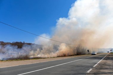 Yol kenarında kontrollü yanma Hava kirliliği görünmezlik tehlikesi