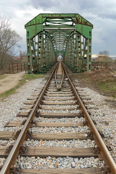 Gamla Järnvägsbron Över Floden South Morava Stalac Serbien — Stockfoto
