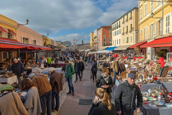 ニース フランス 2018年1月29日 Broccante Antique Market Cours Saleya Place Sunny — ストック写真