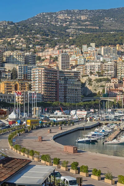 Monako Stycznia 2018 Budynki Mieszkalne Drapacze Chmur Hills View Port — Zdjęcie stockowe