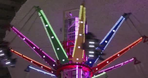 Αλυσίδα Carousel Drop Tower Fun Fair Διασκέδαση Park Thrill Ride — Αρχείο Βίντεο