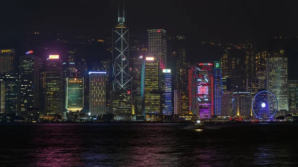 Hong Kong China Abril 2017 Vista Noturna Cidade Sobre Victoria — Fotografia de Stock