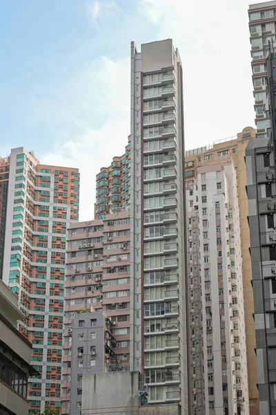 Muitos Arranha Céus Residenciais Altos Edifícios Hong Kong — Fotografia de Stock