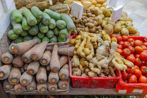 Корни Овощей Фермерском Рынке Гонконге — стоковое фото