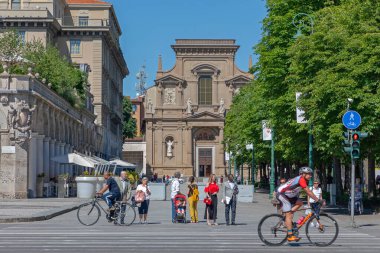 Bergamo, İtalya - 13 Haziran 2019: Roma Katolik Kilisesi Santi Bartolomeo e Stefano, Bergamo, İtalya.