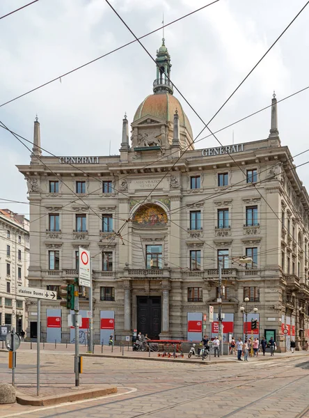 Milão Itália Junho 2019 Generali Insurance Company Building Piazza Cordusio — Fotografia de Stock