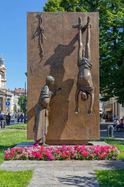 Bergamo Italien Juni 2019 Bronze Wall War Memorial Von Giacomo — Stockfoto