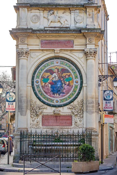 Arles Francia Enero 2016 Historic Amedee Pichot Fountain Landmark Winter —  Fotos de Stock