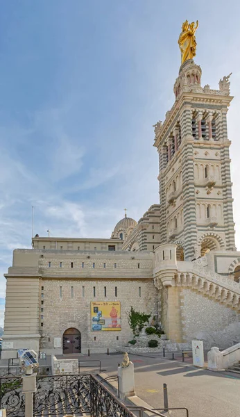 Μασσαλία Γαλλία Ιανουαρίου 2016 Basilique Notre Dame Garde Church Top — Φωτογραφία Αρχείου
