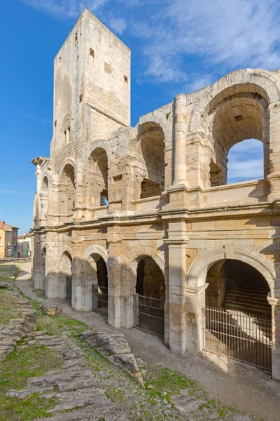 Arles Γαλλία Ιανουαρίου 2016 Αρχαίο Ρωμαϊκό Αμφιθέατρο Κτίριο Εξωτερικό Ιστορικό — Φωτογραφία Αρχείου