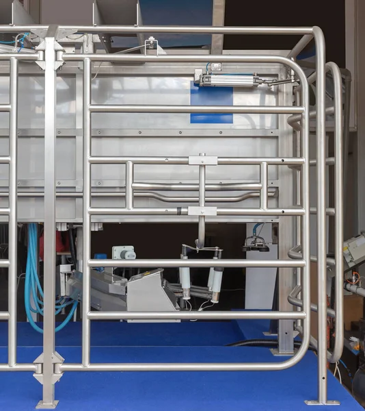 Automatiserad Robotmjölkningsmaskin Med Texas Gate Modern Dairy Farm — Stockfoto