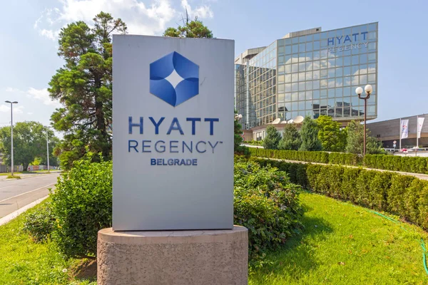 Belgrád Szerbia 2023 Június Sign Hotel Hyatt Regency New Belgrade — Stock Fotó